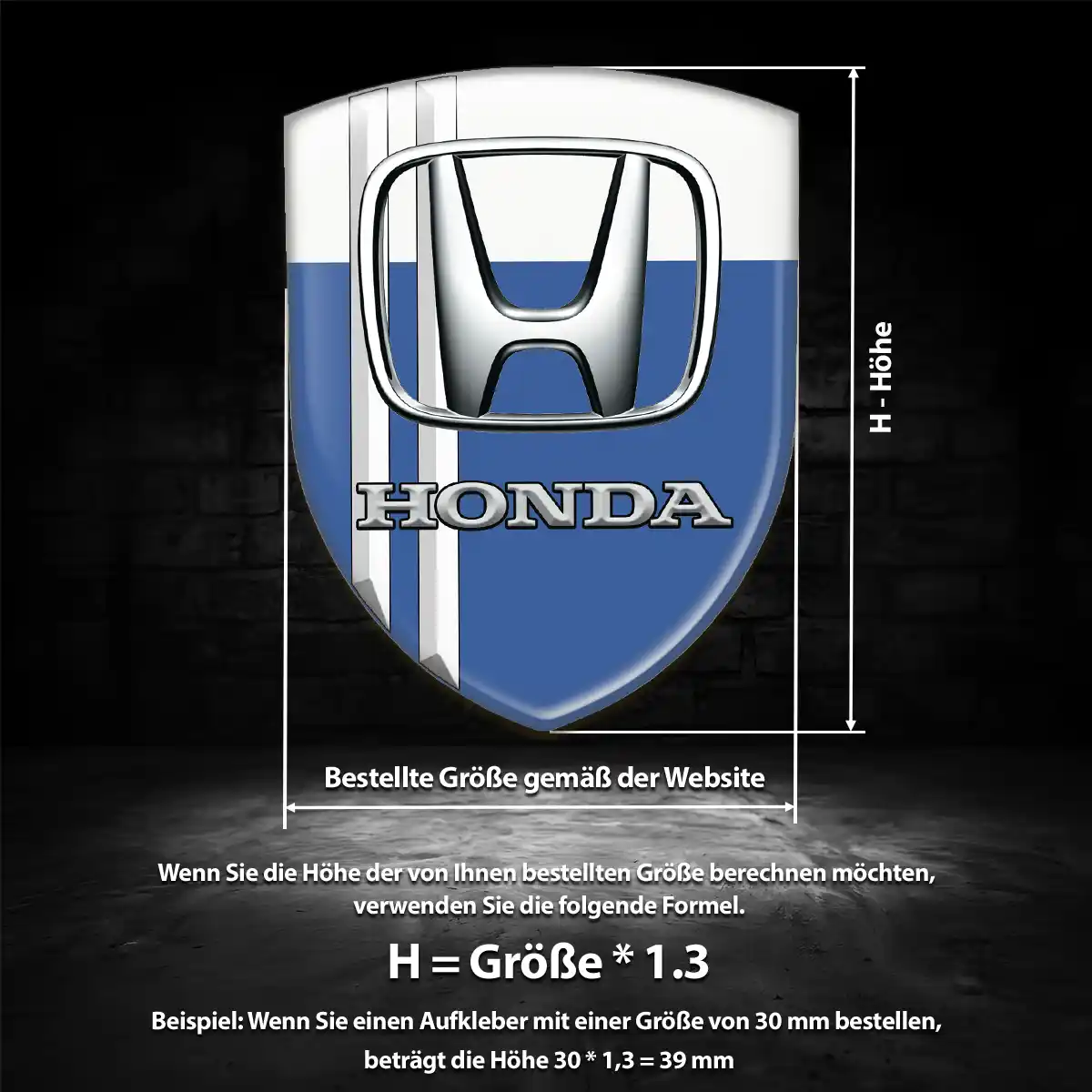 Honda 3D Gel Aufkleber Wappen Auto Edles Design