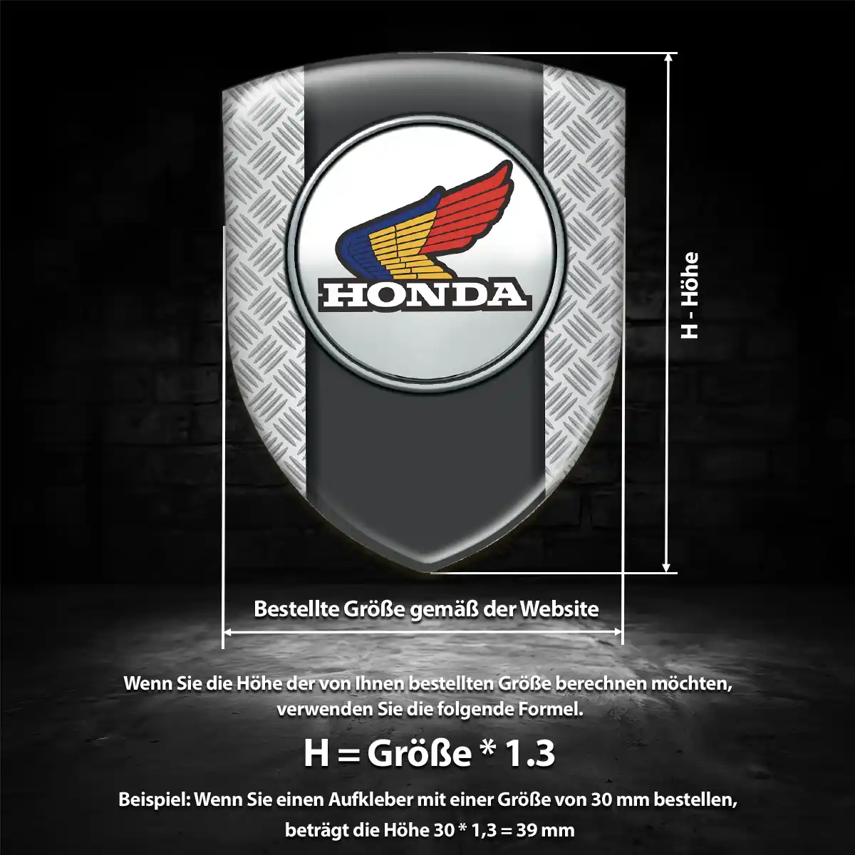 Honda 3D Gel Aufkleber Wappen Edles Design