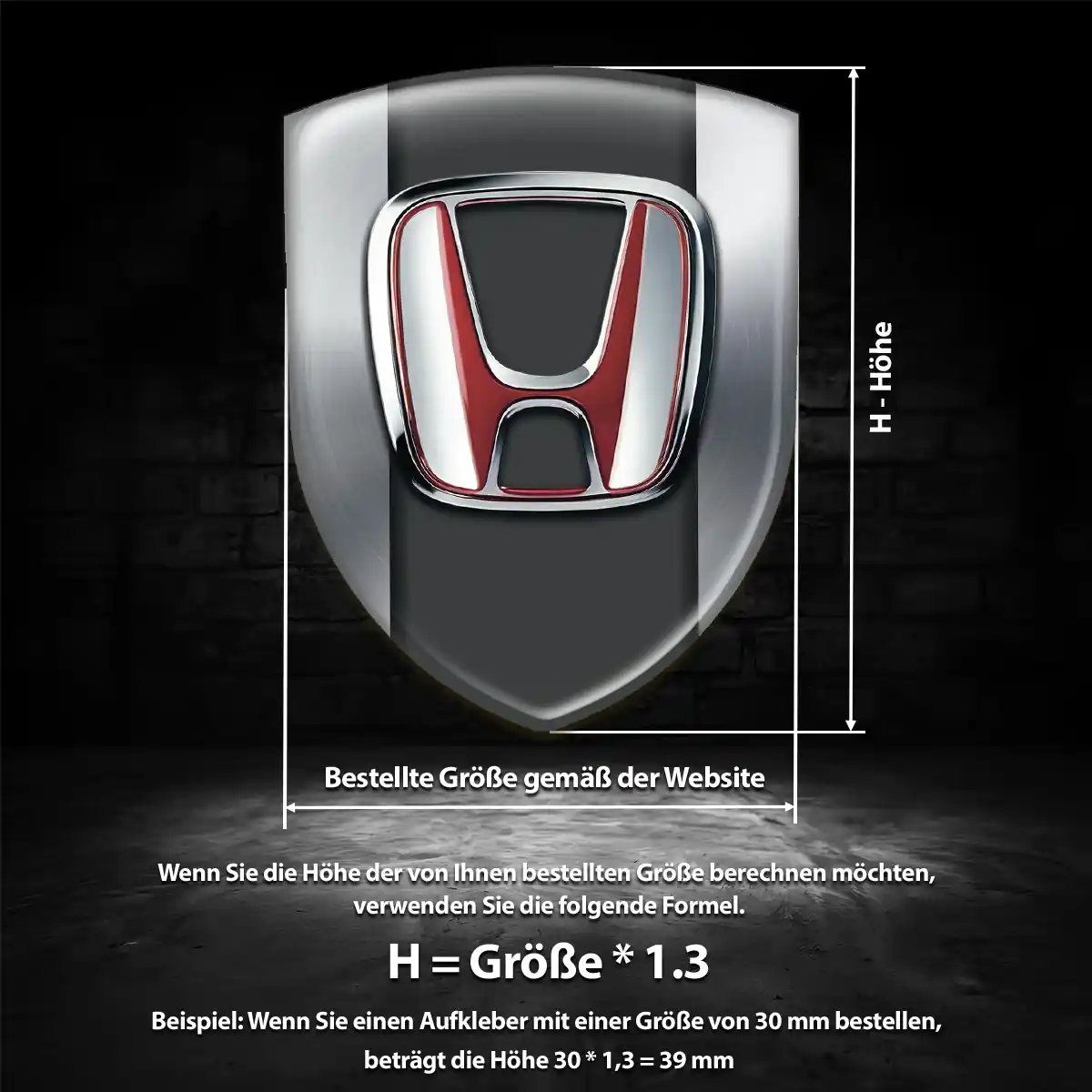 Honda 3D Gel Aufkleber Wappen Elegantes Design