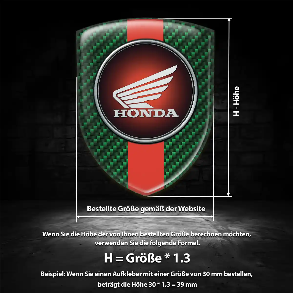 Honda 3D Gel Aufkleber Wappen Hochwertiges Harz