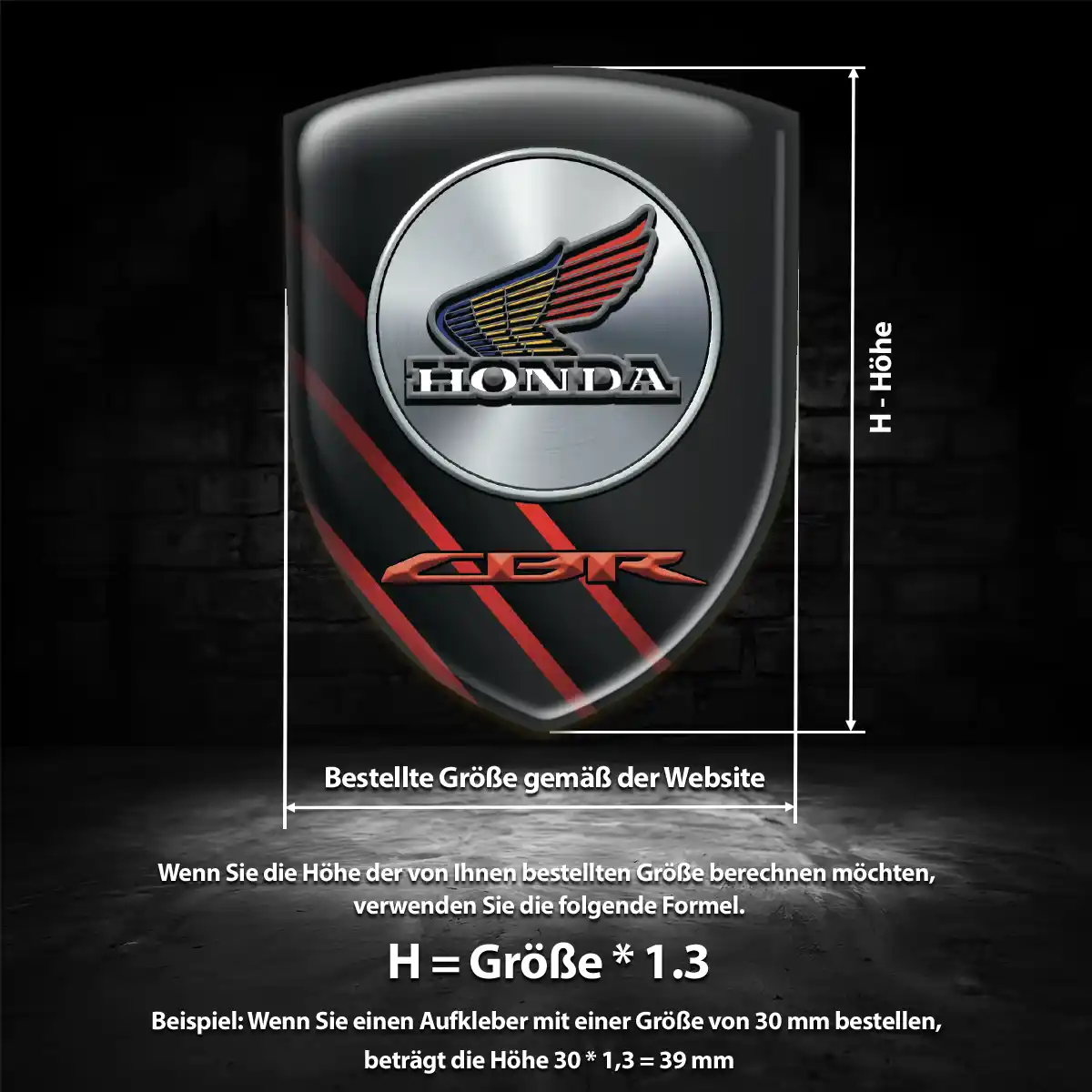 Honda 3D Gel Aufkleber Wappen Interieurdesign