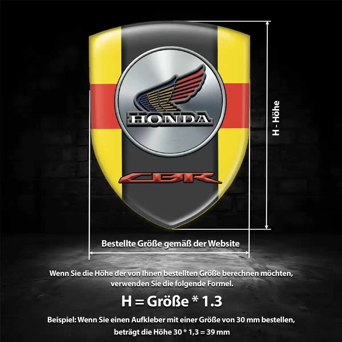 Honda 3D Gel Aufkleber Wappen Luxus-Edition