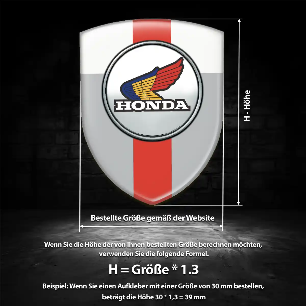Honda 3D Gel Aufkleber Wappen Modernes Design