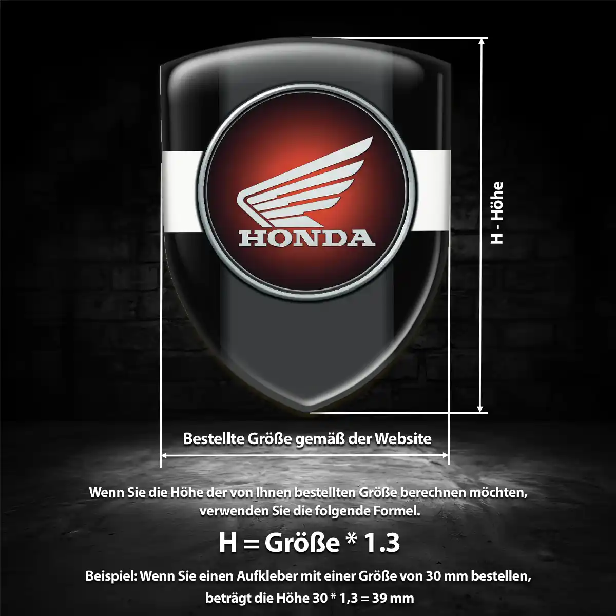 Honda 3D Gel Aufkleber Wappen Premiumqualität
