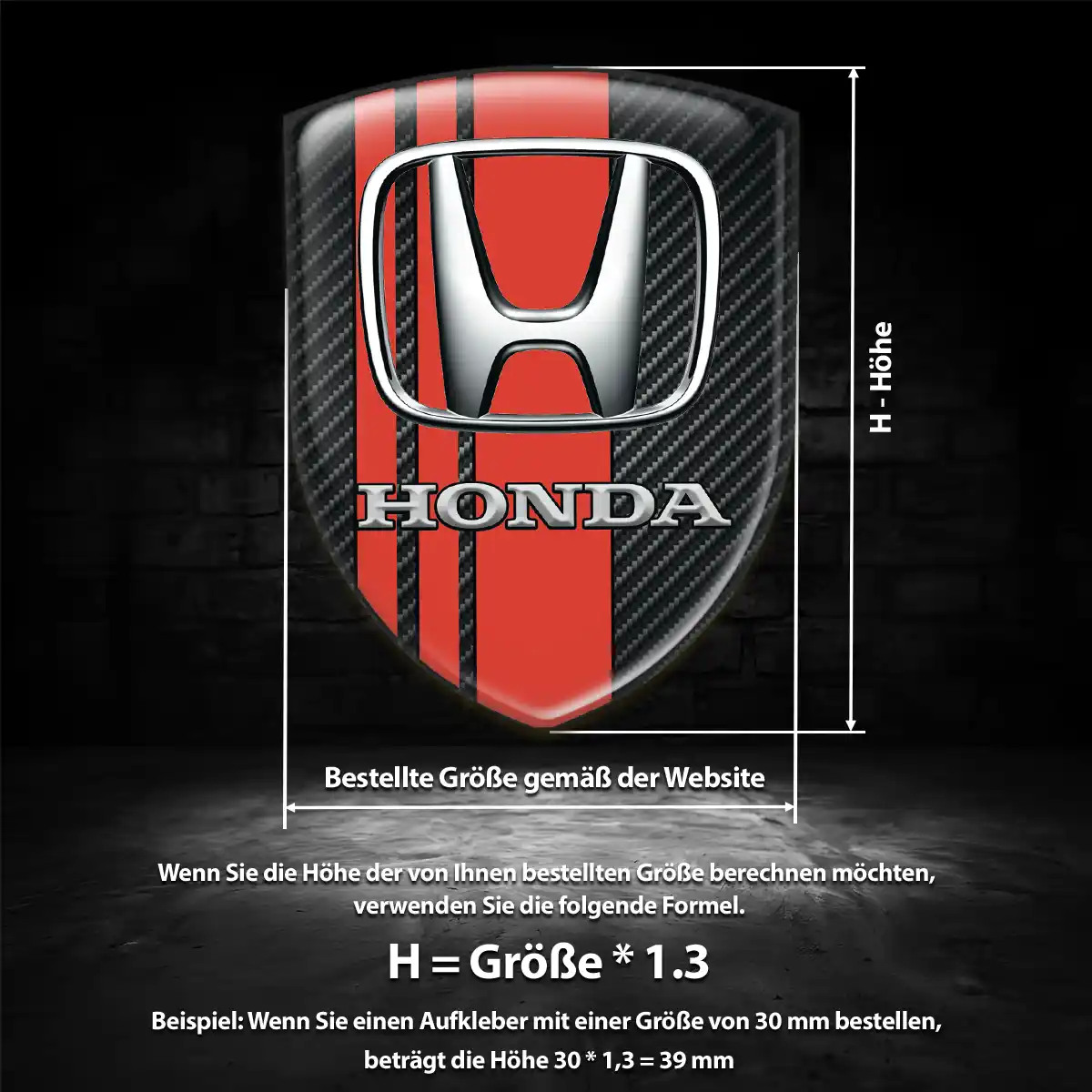 Honda 3D Gel Aufkleber Wappen Stilvolles Design