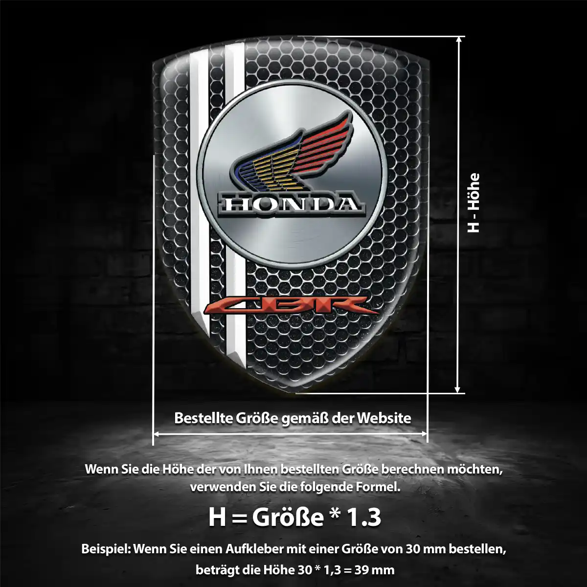 Honda 3D Gel Aufkleber Wappen Tuningfahrzeug