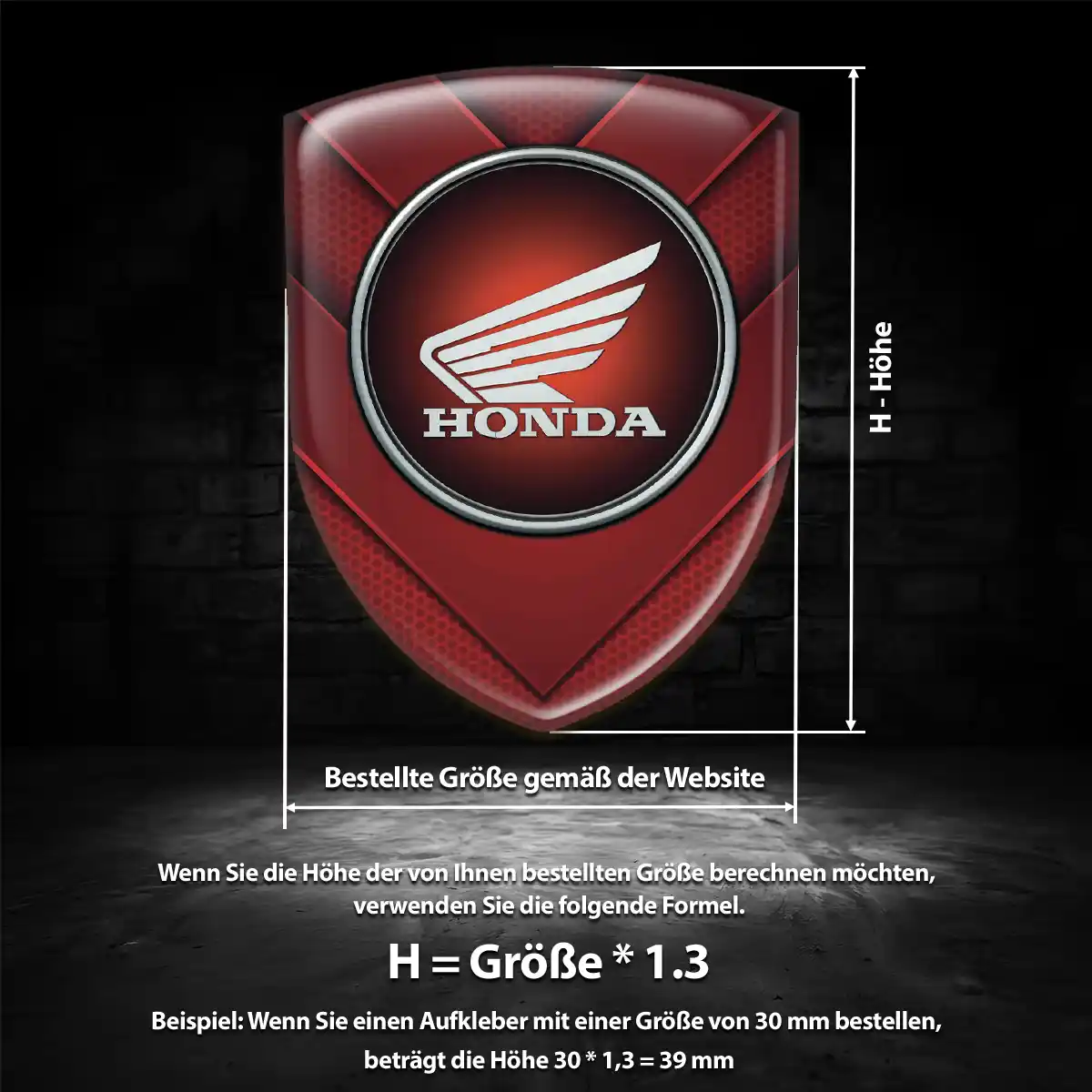 Honda Aufkleber 3D Gel Emblem Hochwertiges Harz