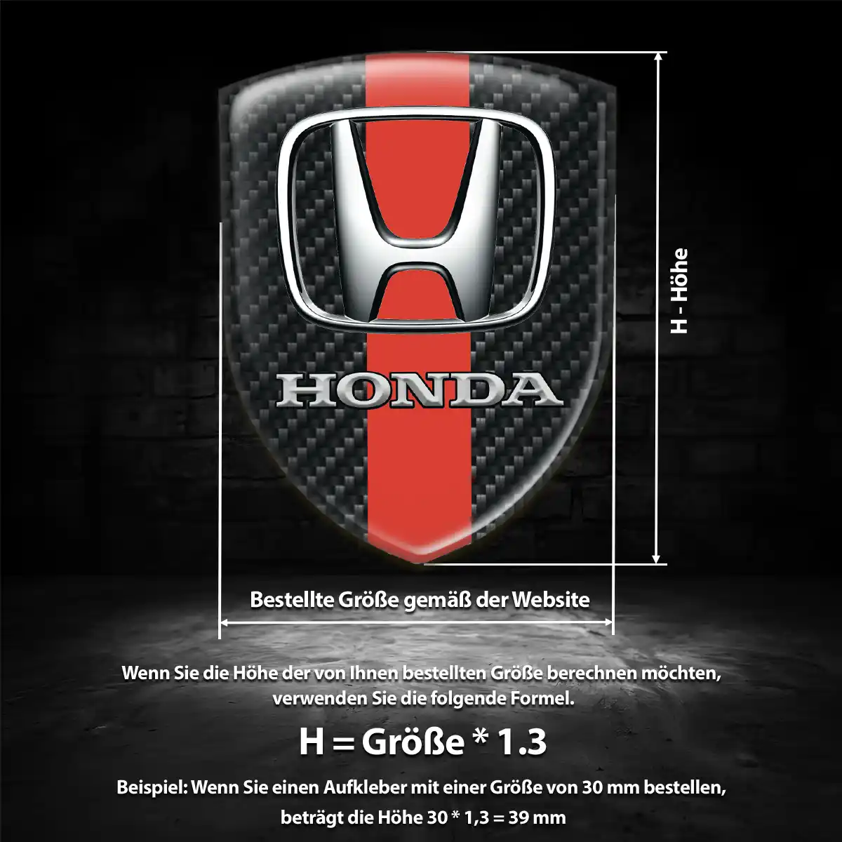 Honda Aufkleber 3D Gel Silikon Edles Design
