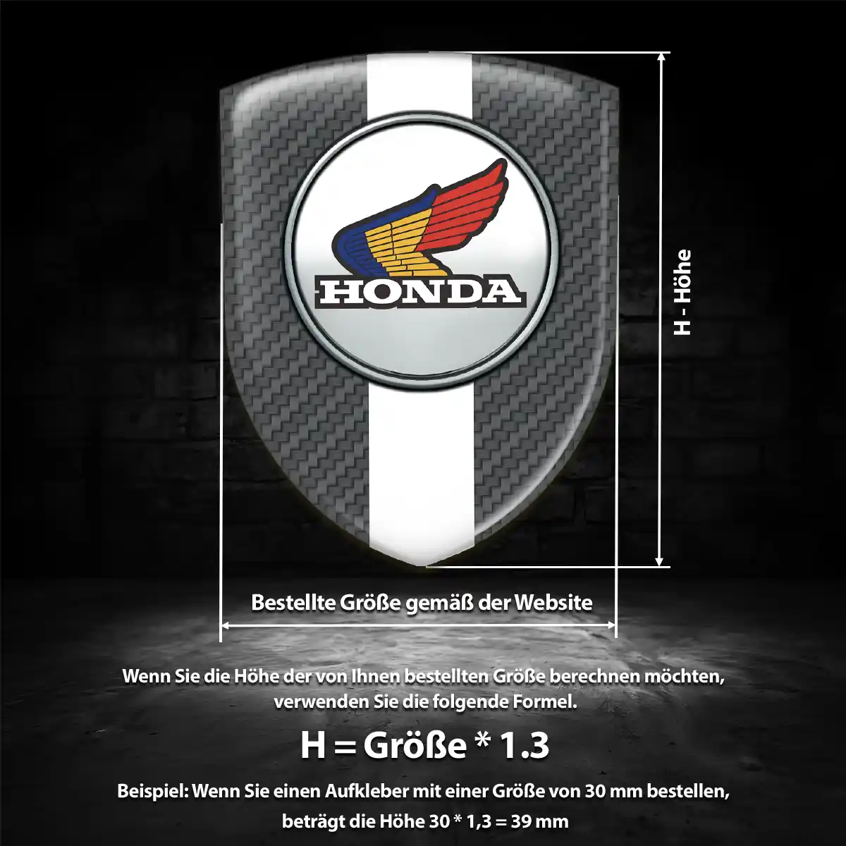 Honda Aufkleber 3D Gel Silikon Elegantes Design