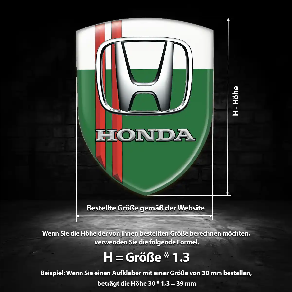 Honda Aufkleber 3D Gel Silikon Premiumqualität