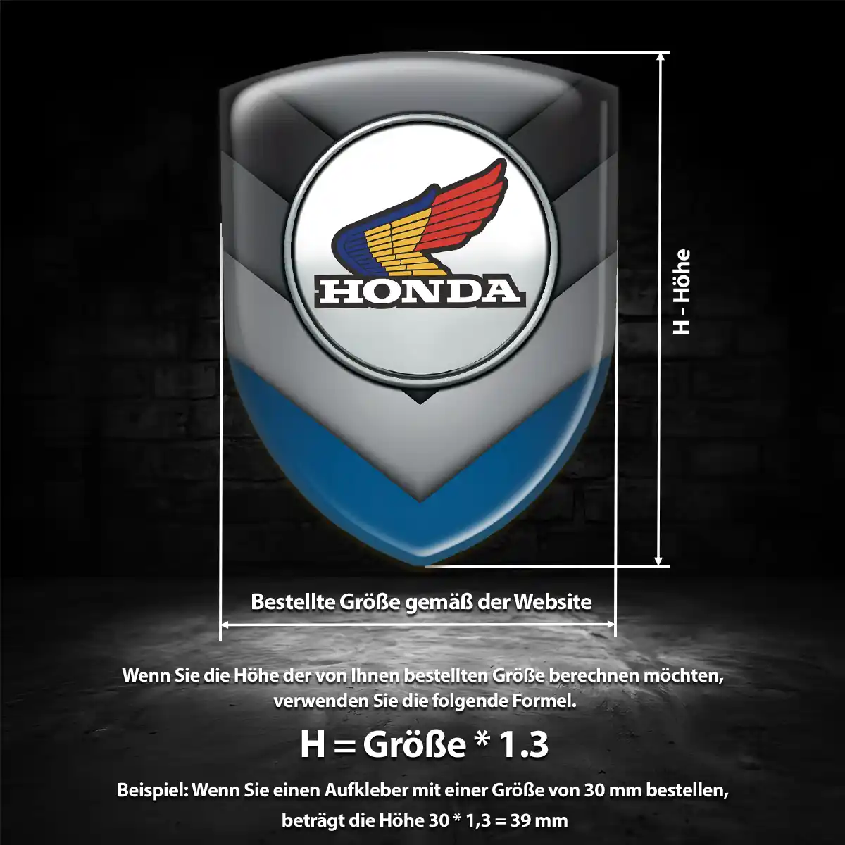 Honda Aufkleber 3D Gel Silikon Stilvolles Design