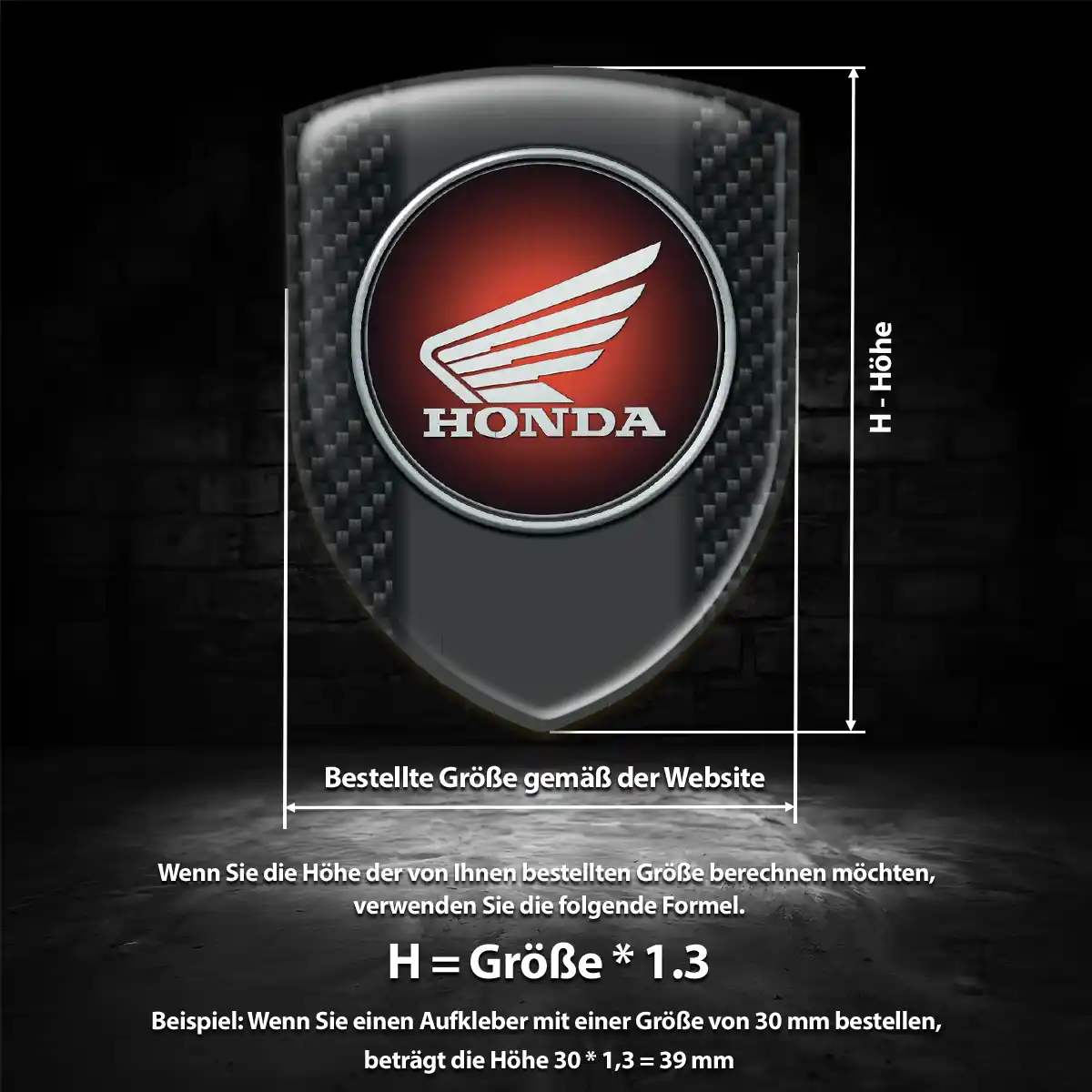 Honda Aufkleber 3D Gel Wappen Anspruchsvolles Design