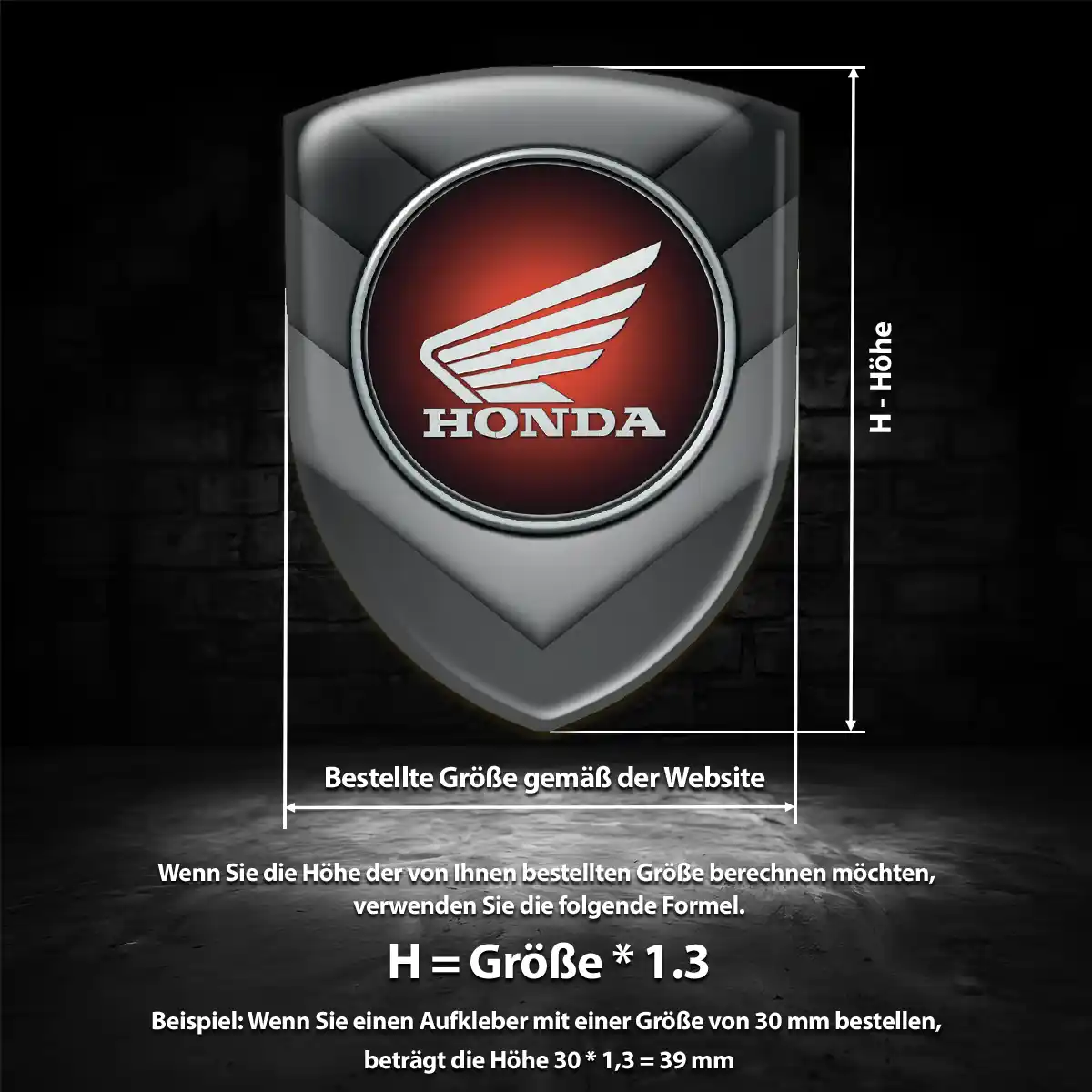 Honda Aufkleber 3D Gel Wappen Ausdrucksstarkes Design
