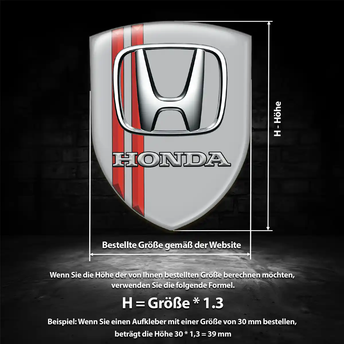 Honda Aufkleber 3D Gel Wappen Auto Hochwertiges Harz