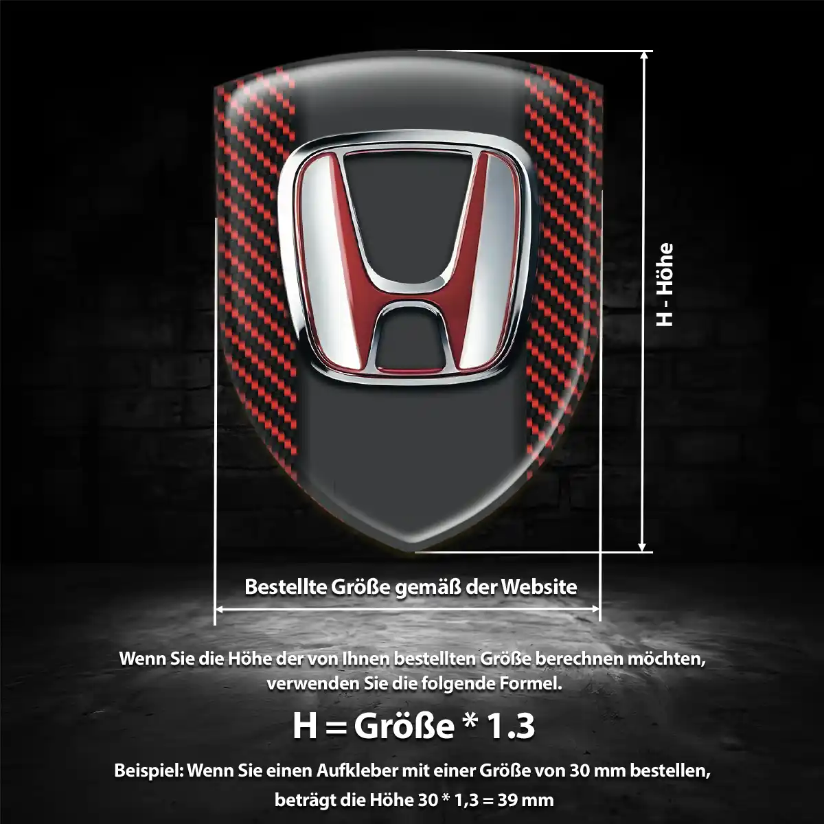 Honda Aufkleber 3D Gel Wappen Auto Premium-Edition