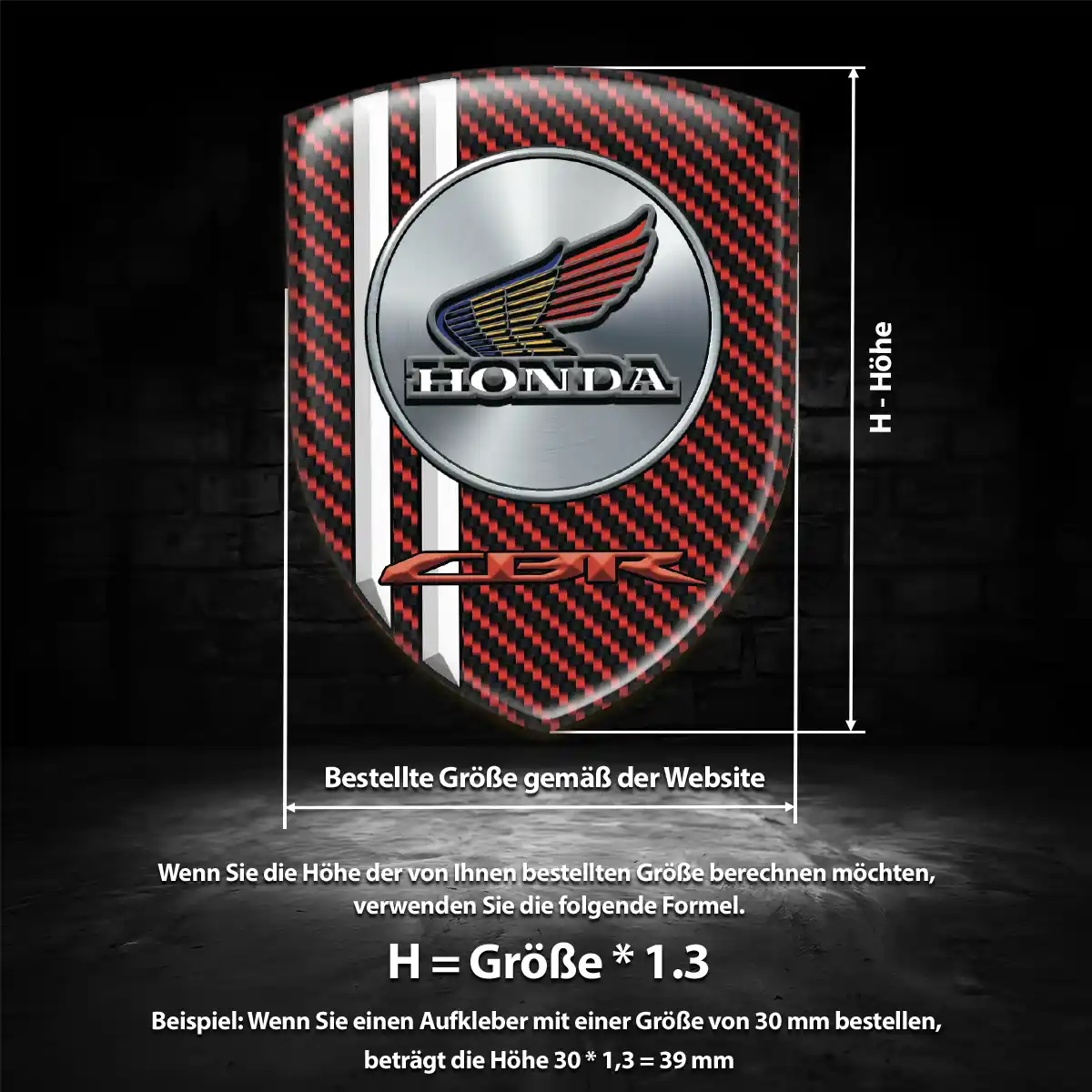 Honda Aufkleber 3D Gel Wappen Edles Design