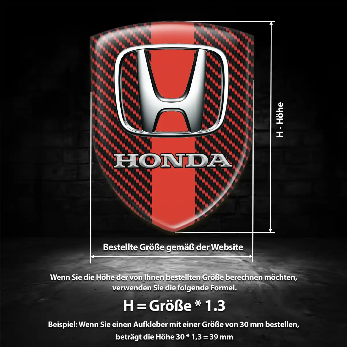 Honda Aufkleber 3D Gel Wappen Elegantes Design
