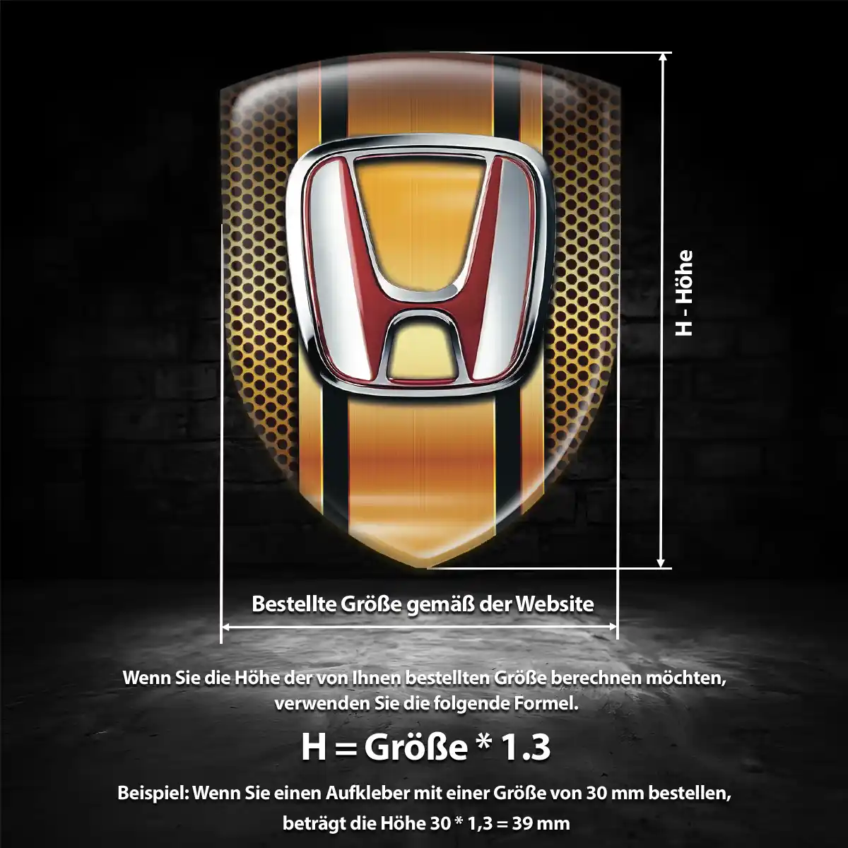 Honda Aufkleber 3D Gel Wappen Hochwertiges Harz