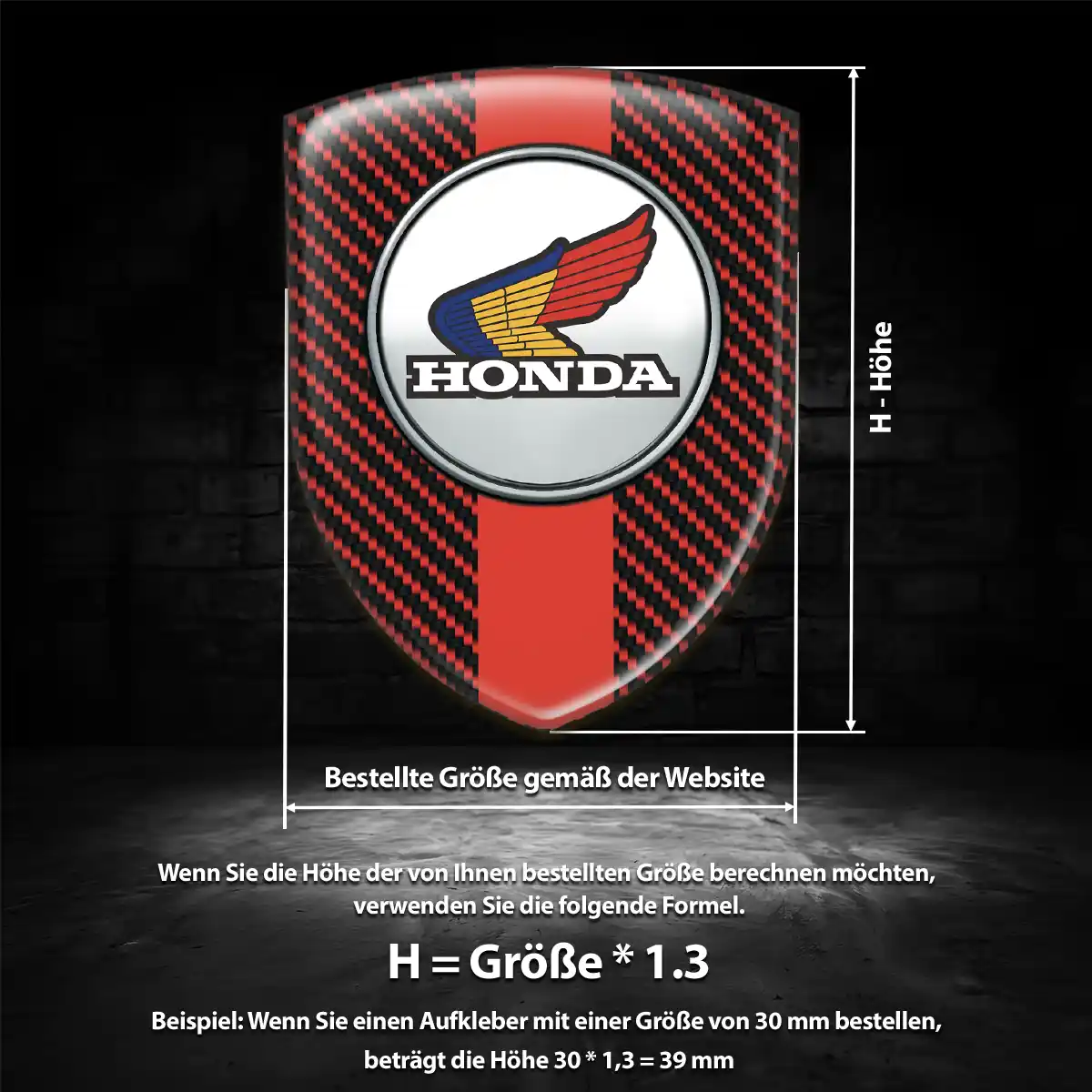 Honda Aufkleber 3D Gel Wappen Interieurdesign
