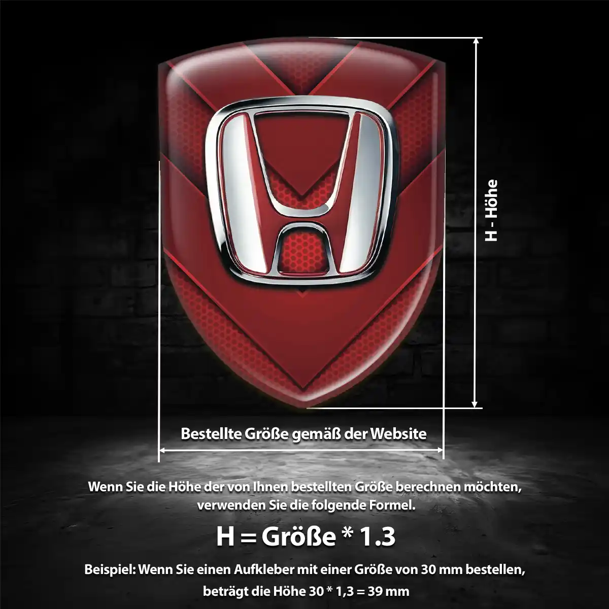 Honda Aufkleber 3D Gel Wappen Limitierte Auflage
