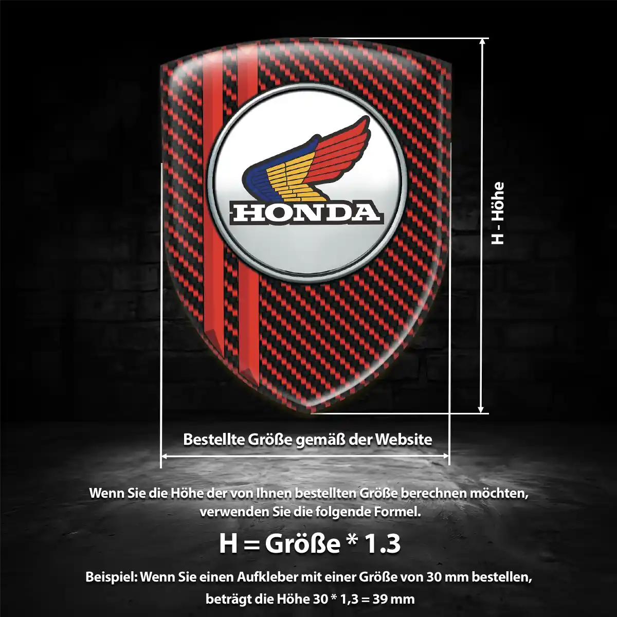 Honda Aufkleber 3D Gel Wappen Premiumqualität