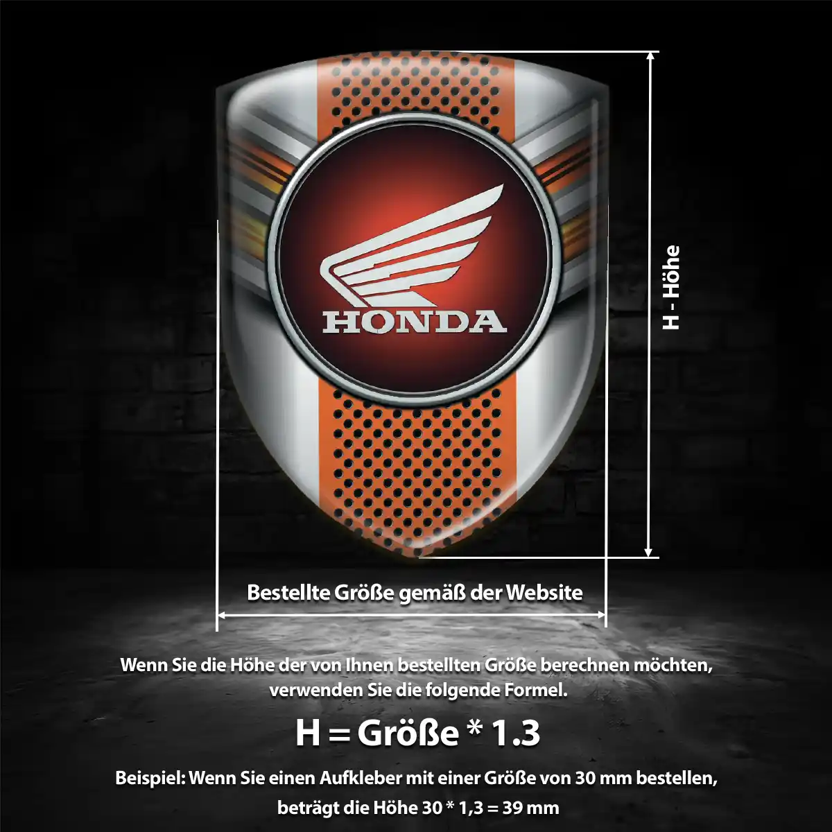 Honda Aufkleber 3D Gel Wappen Stilvolles Design