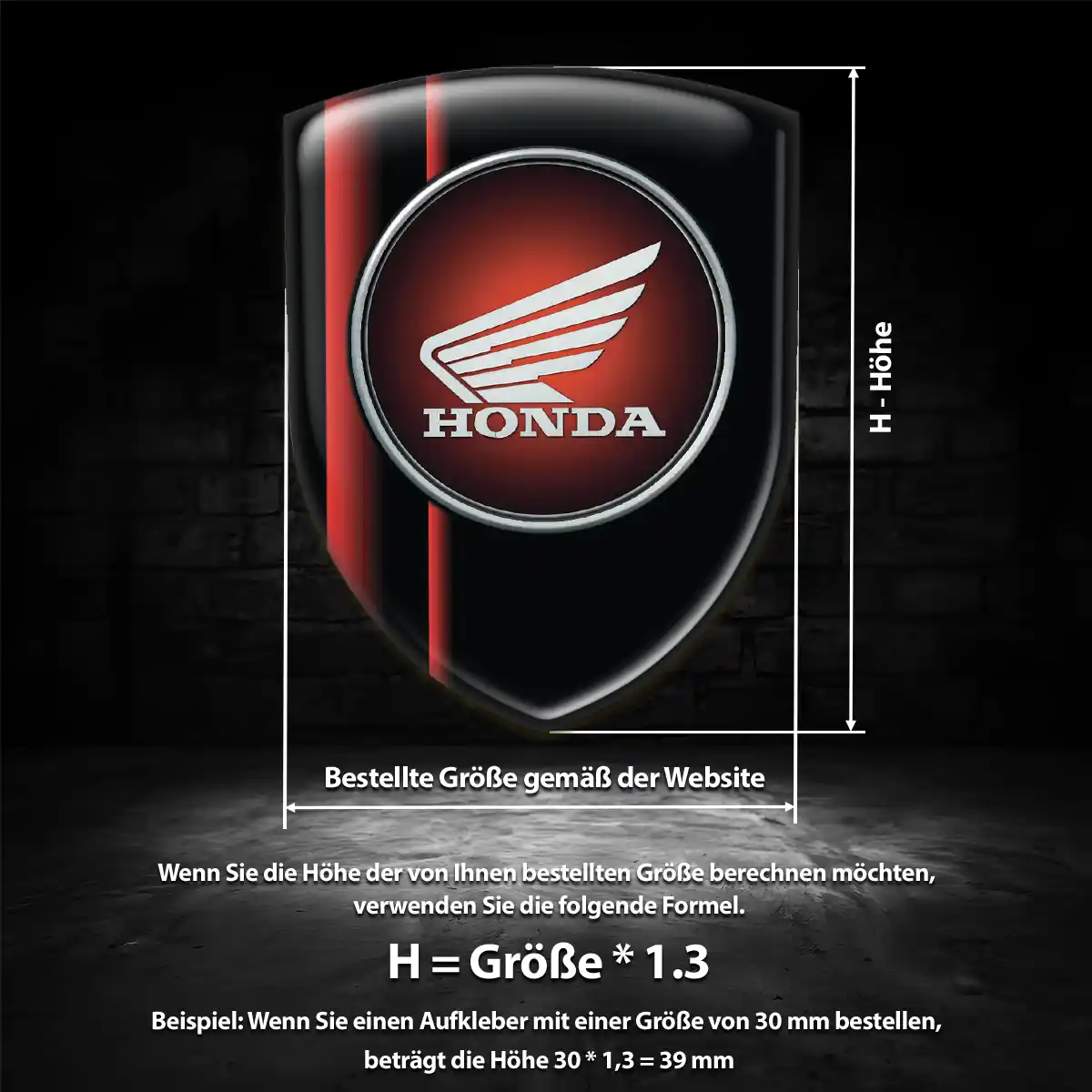 Honda Aufkleber 3D Gel Wappen Tuningfahrzeug