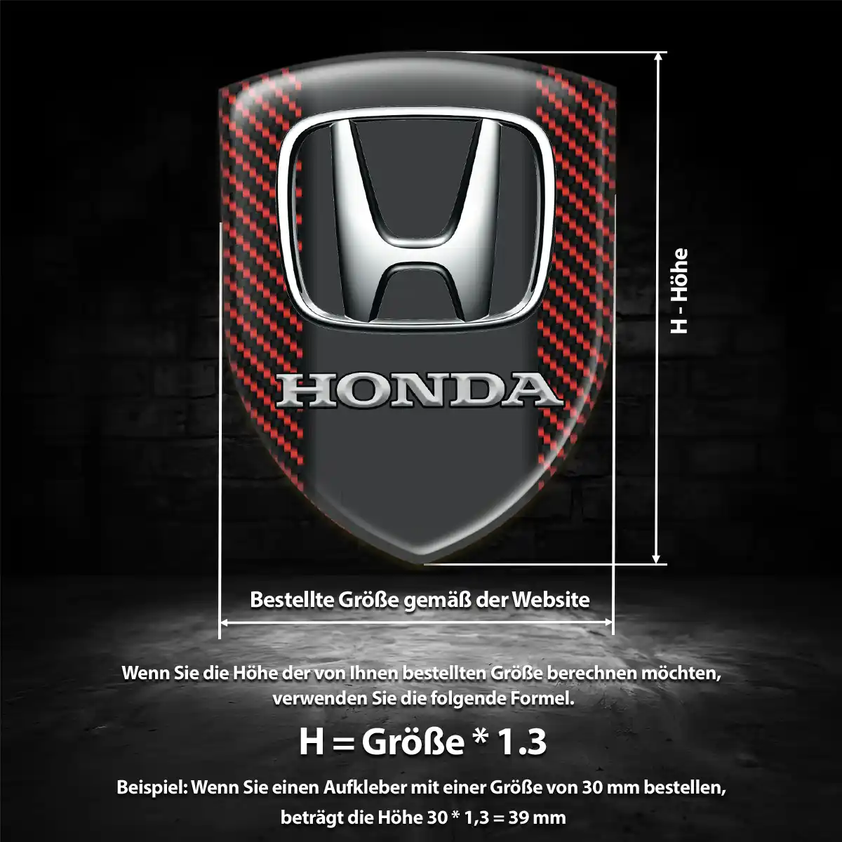 Honda Emblem Aufkleber Wappen Luxus-Edition