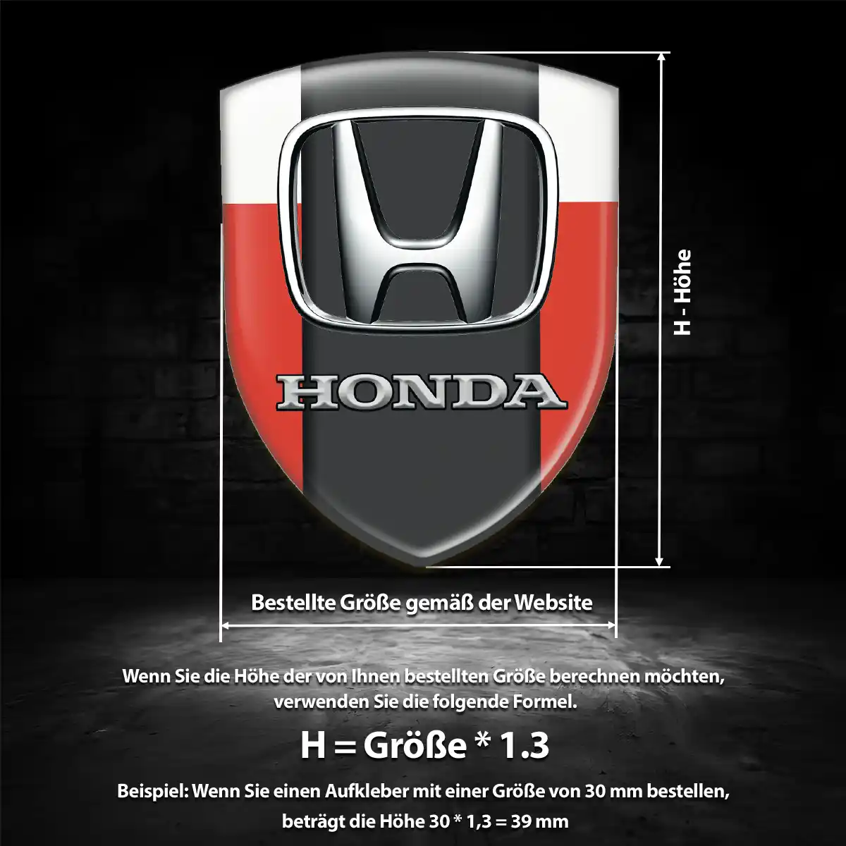 Honda Emblem Aufkleber Wappen Tuningfahrzeug