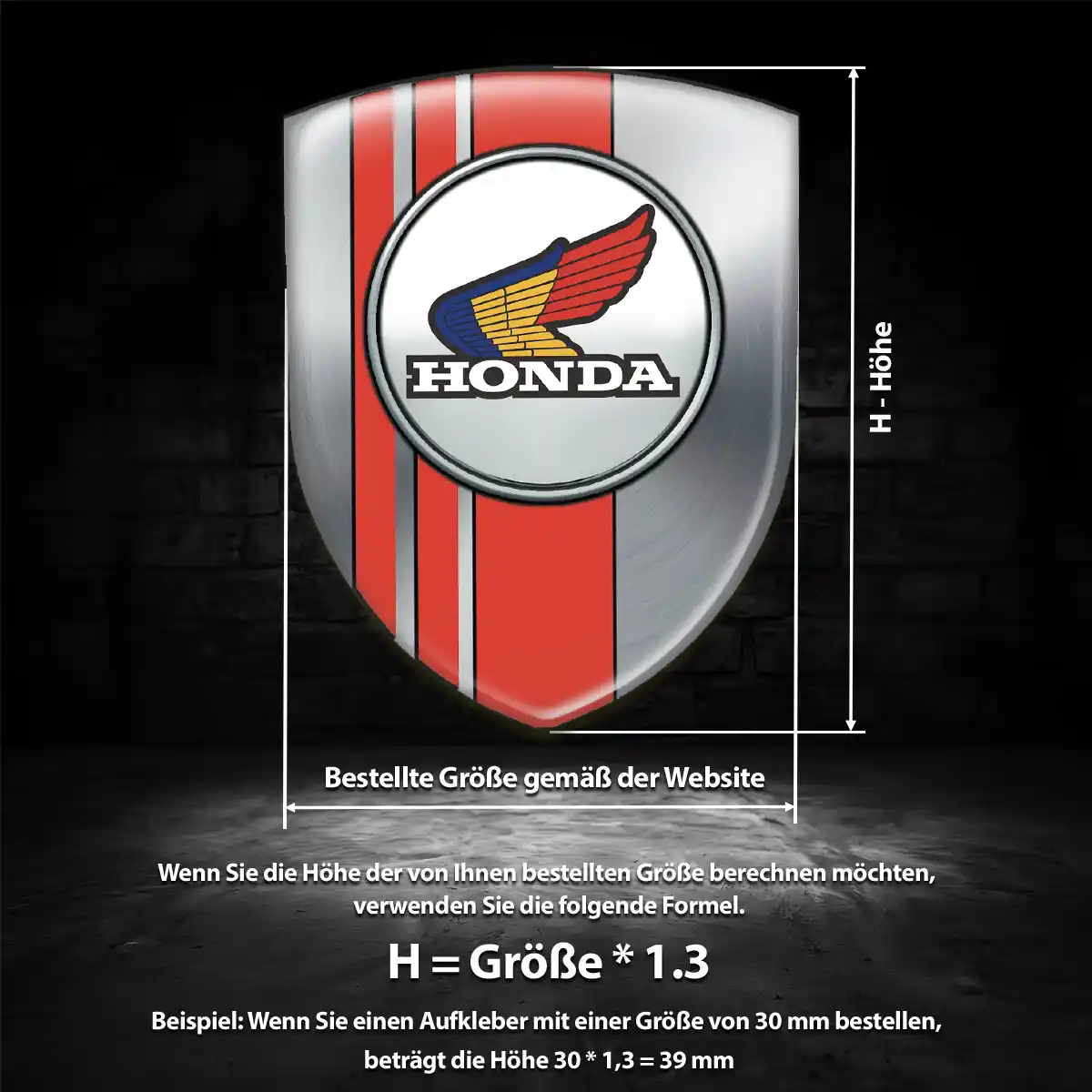 Honda Emblem Wappen Aufkleber Luxus-Edition