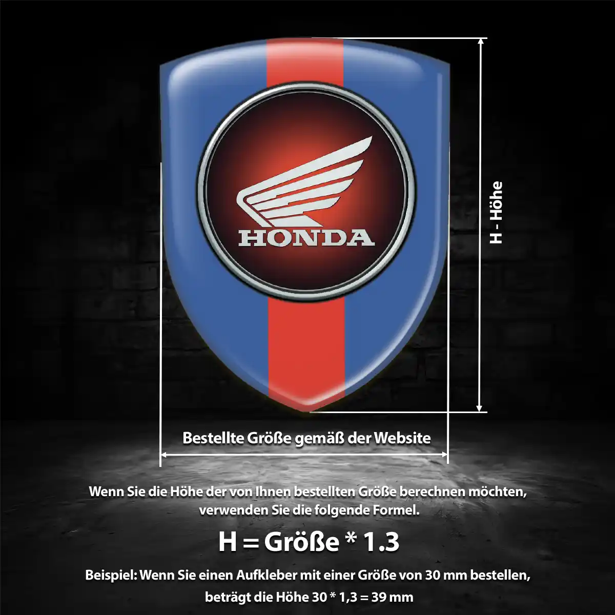 Honda Silikon Aufkleber Wappen Premium-Edition