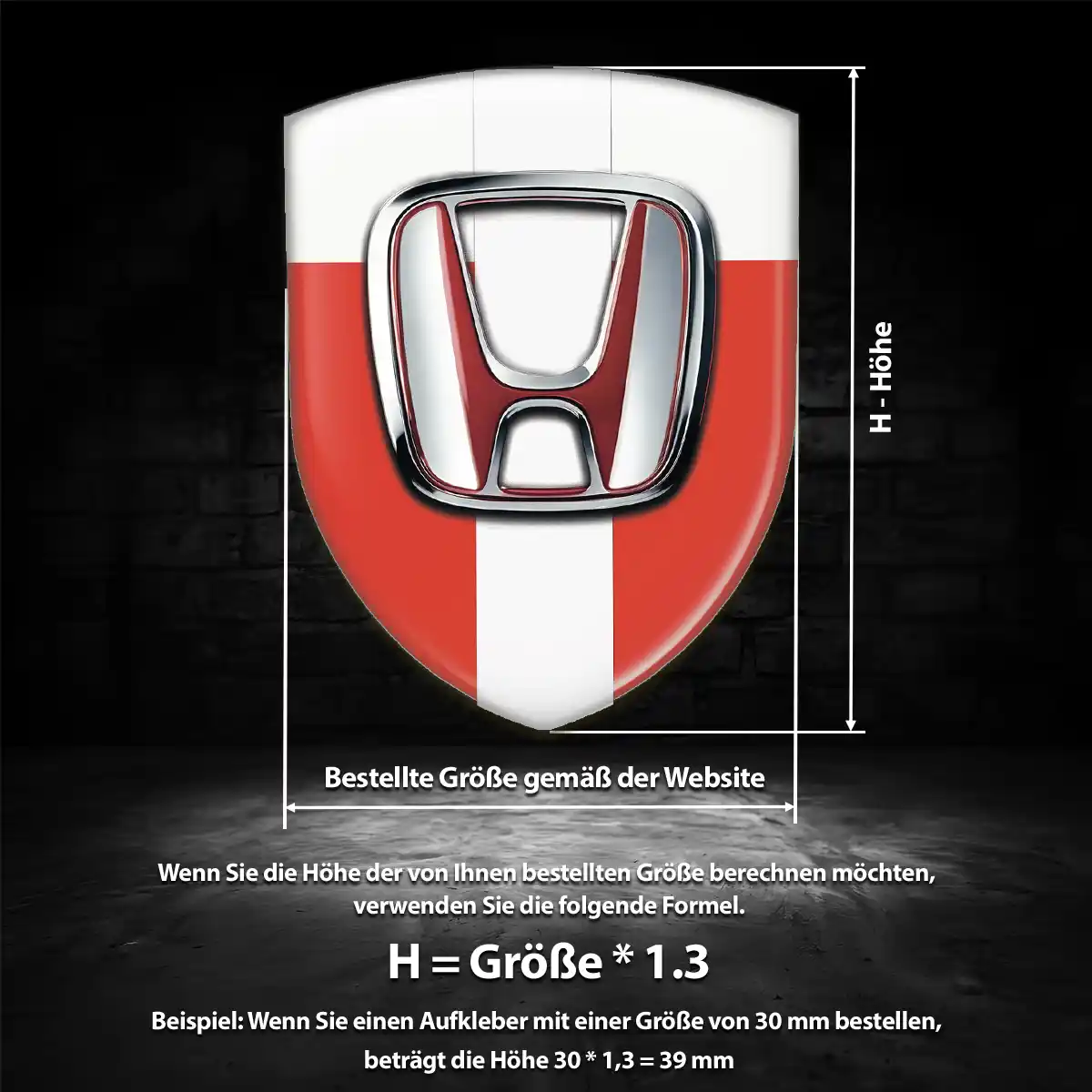 Honda Silikon Aufkleber Wappen Tuningfahrzeug