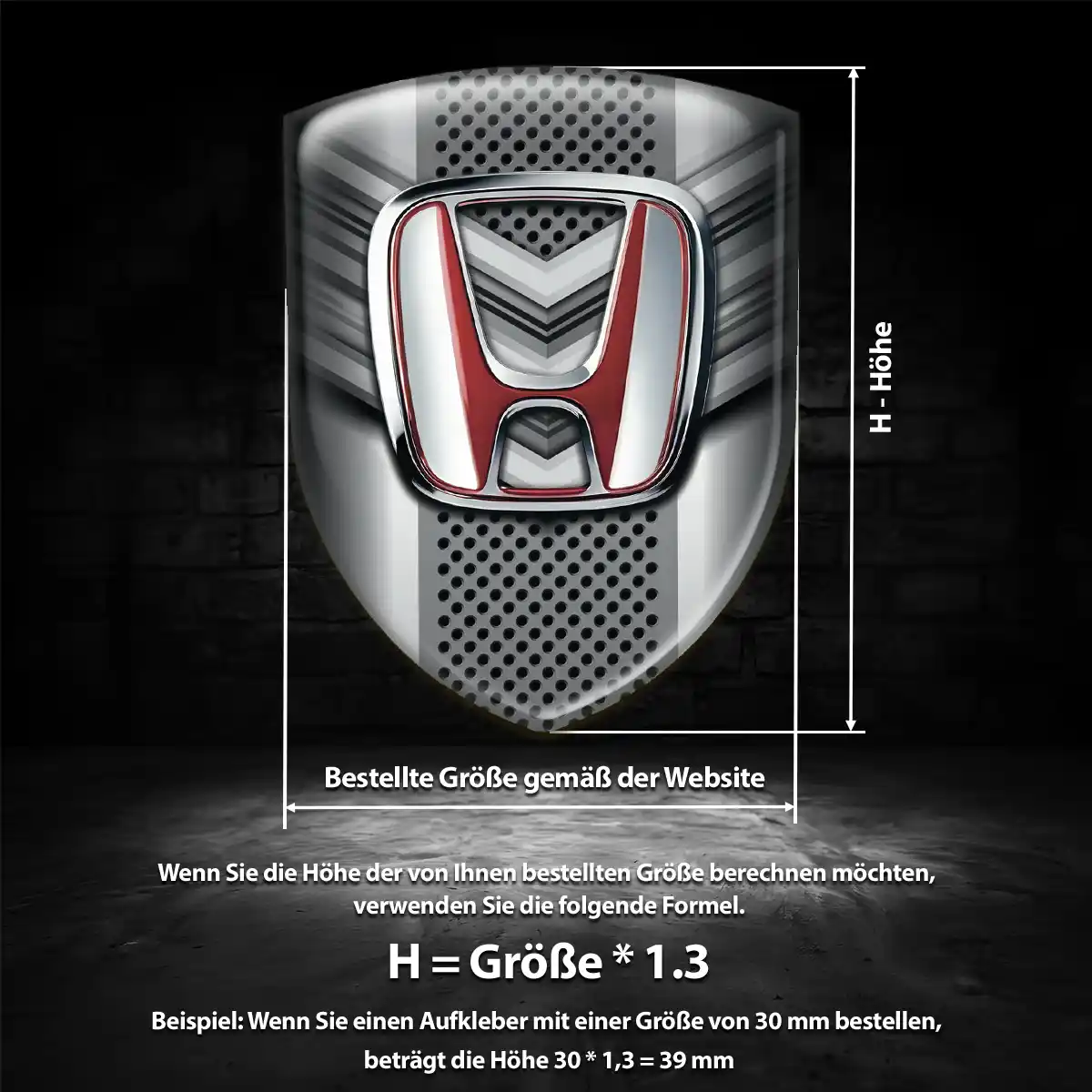 Honda Wappen Aufkleber Emblem Hochwertiges Harz