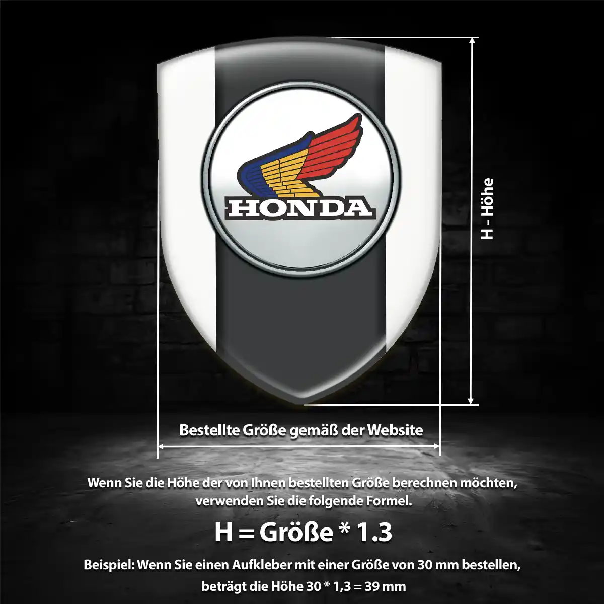 Honda Wappen Aufkleber Emblem Premium-Edition