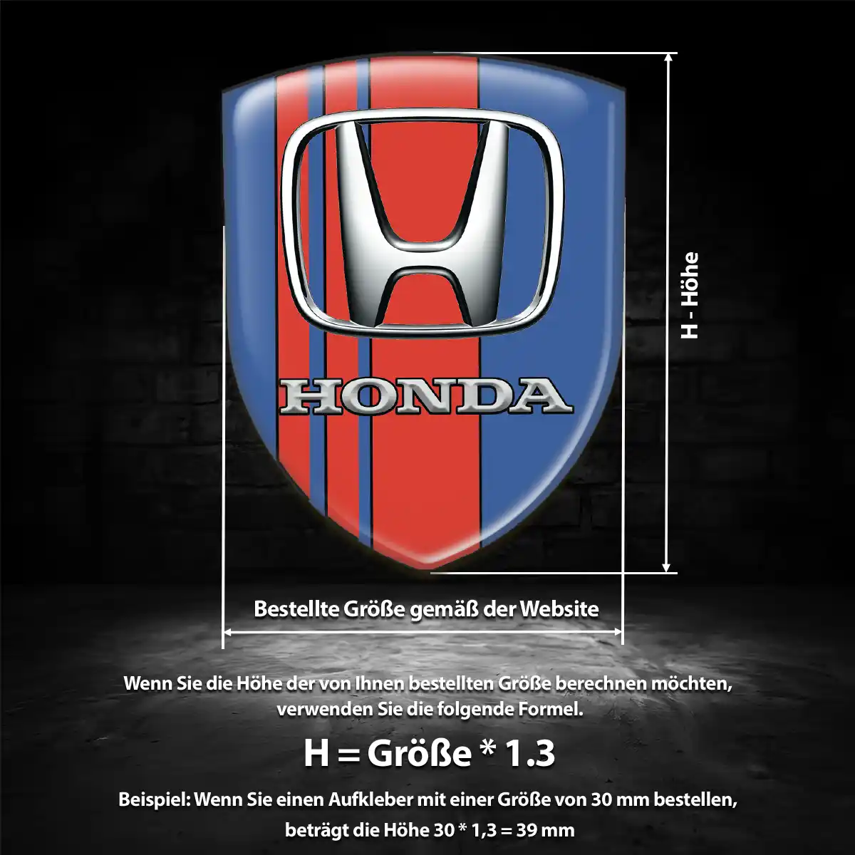 Honda Wappen Emblem Aufkleber Hochwertiges Harz