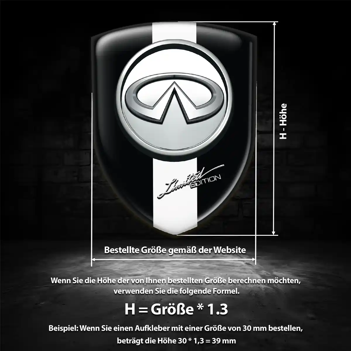 Infiniti 3D Gel Aufkleber Auto Überzeugende Qualität
