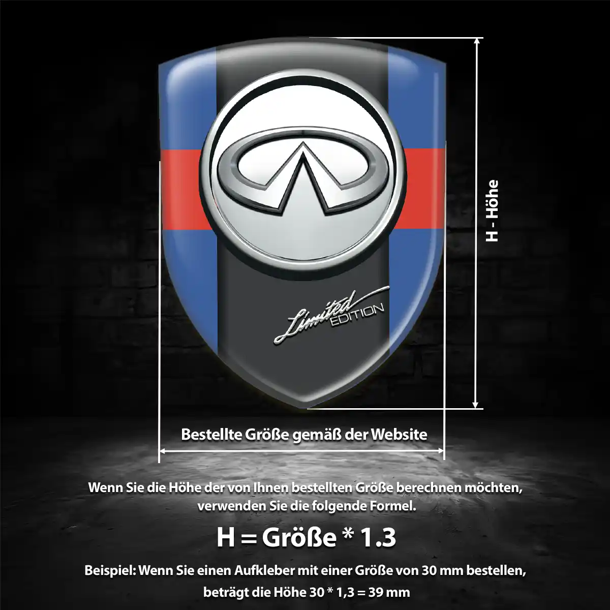 Infiniti 3D Gel Aufkleber Auto Interieurdesign