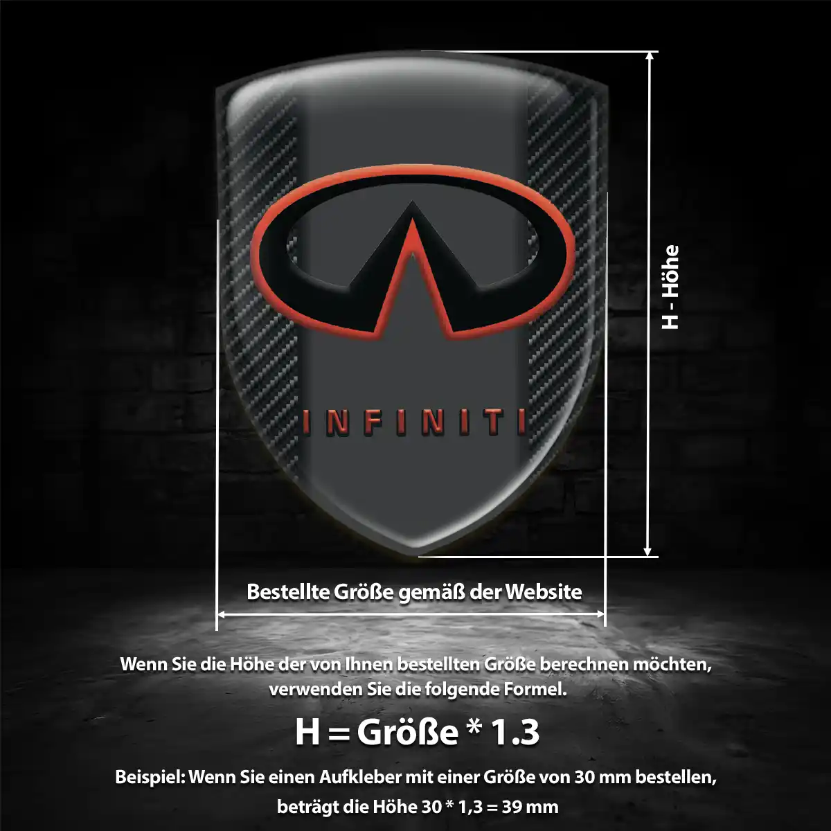 Infiniti 3D Gel Aufkleber Emblem Erstklassige Qualität