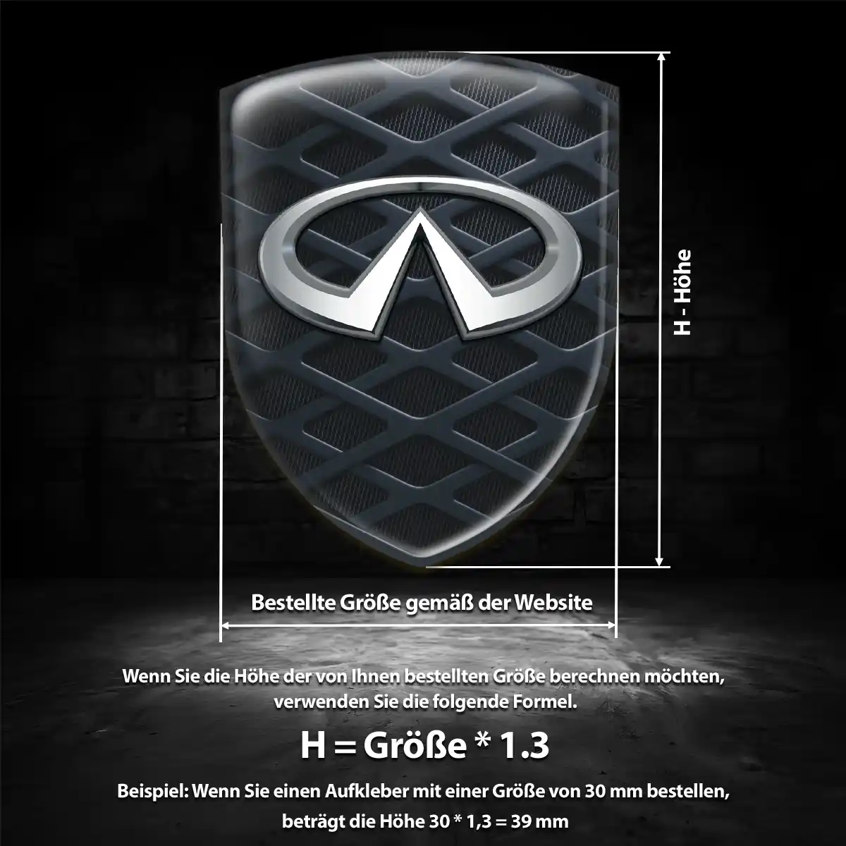 Infiniti 3D Gel Aufkleber Emblem Interieurdesign