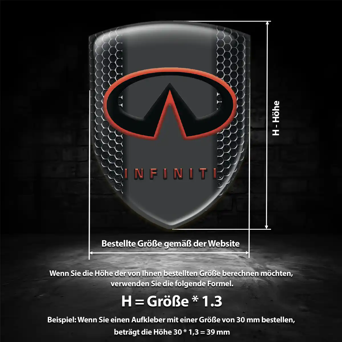 Infiniti 3D Gel Aufkleber Silikon Auto Hochwertiges Harz