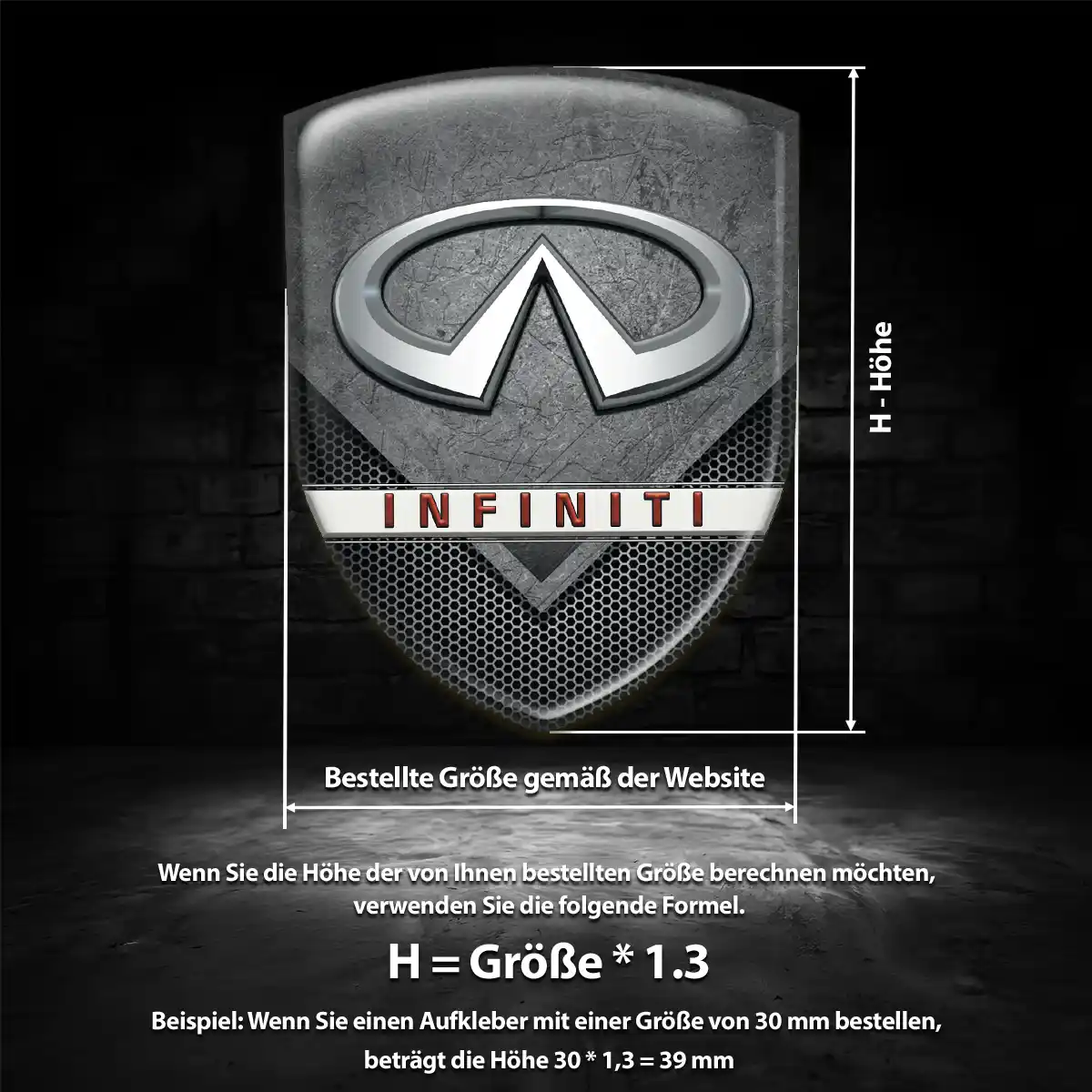 Infiniti 3D Gel Aufkleber Wappen Anspruchsvolles Design