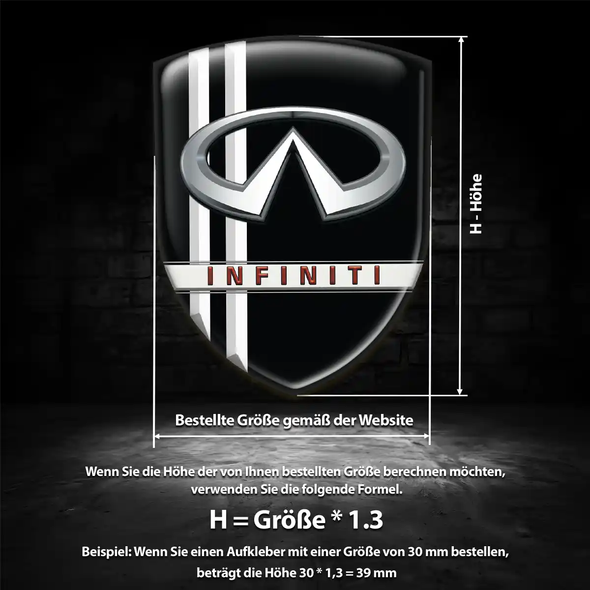 Infiniti 3D Gel Aufkleber Wappen Auto Edles Design