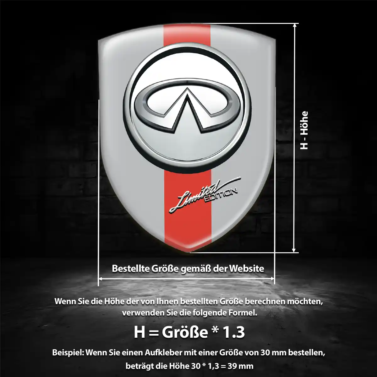 Infiniti 3D Gel Aufkleber Wappen Auto Höchste Qualität