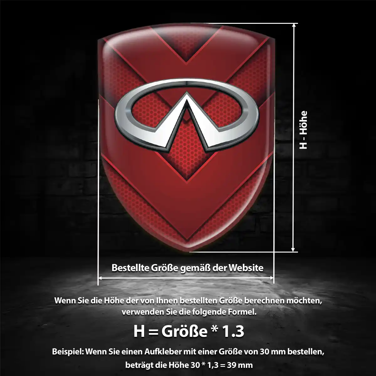 Infiniti 3D Gel Aufkleber Wappen Auto Interieurdesign