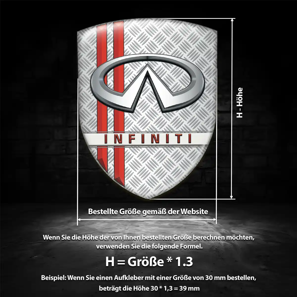 Infiniti 3D Gel Aufkleber Wappen Erstklassige Qualität