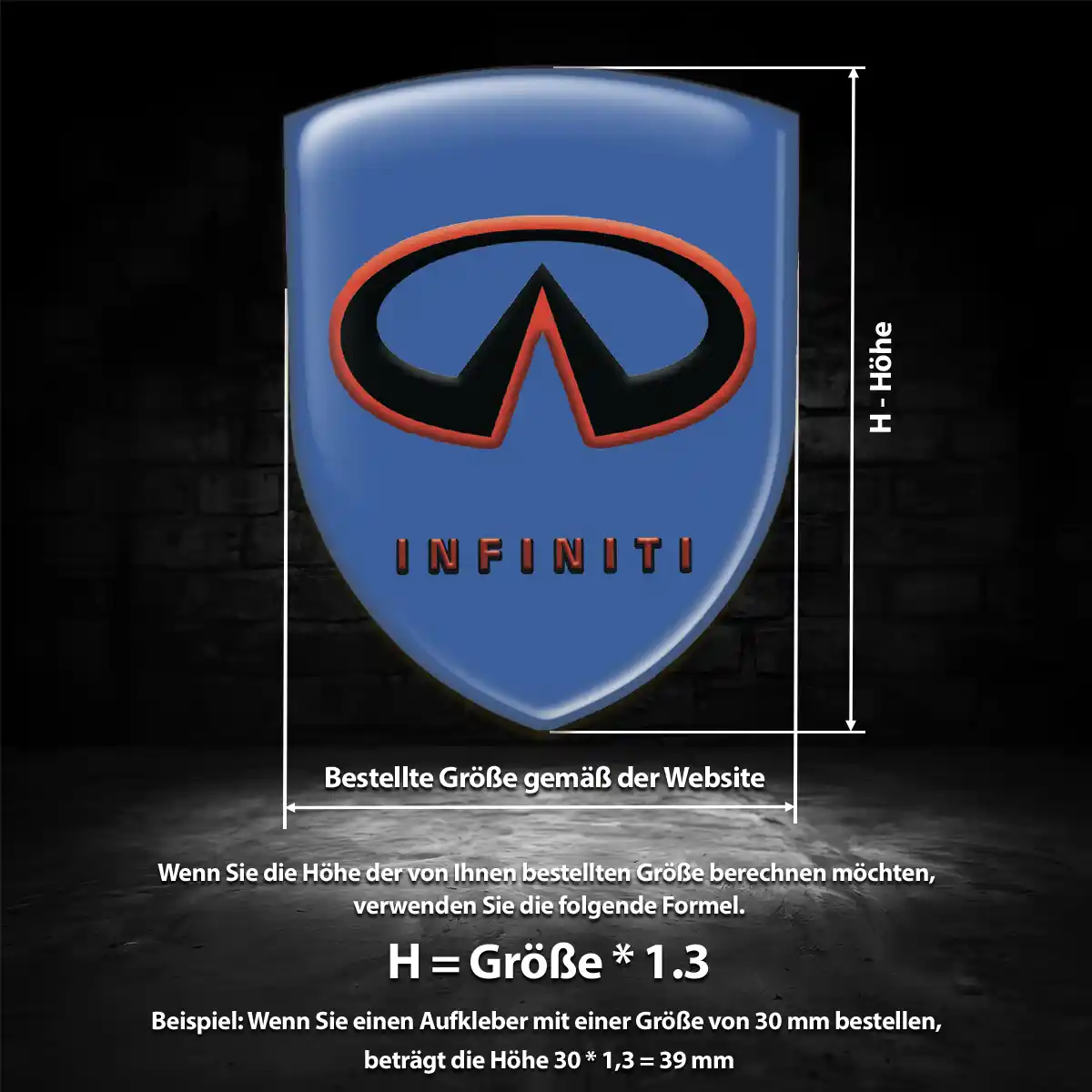Infiniti 3D Gel Aufkleber Wappen Interieurdesign