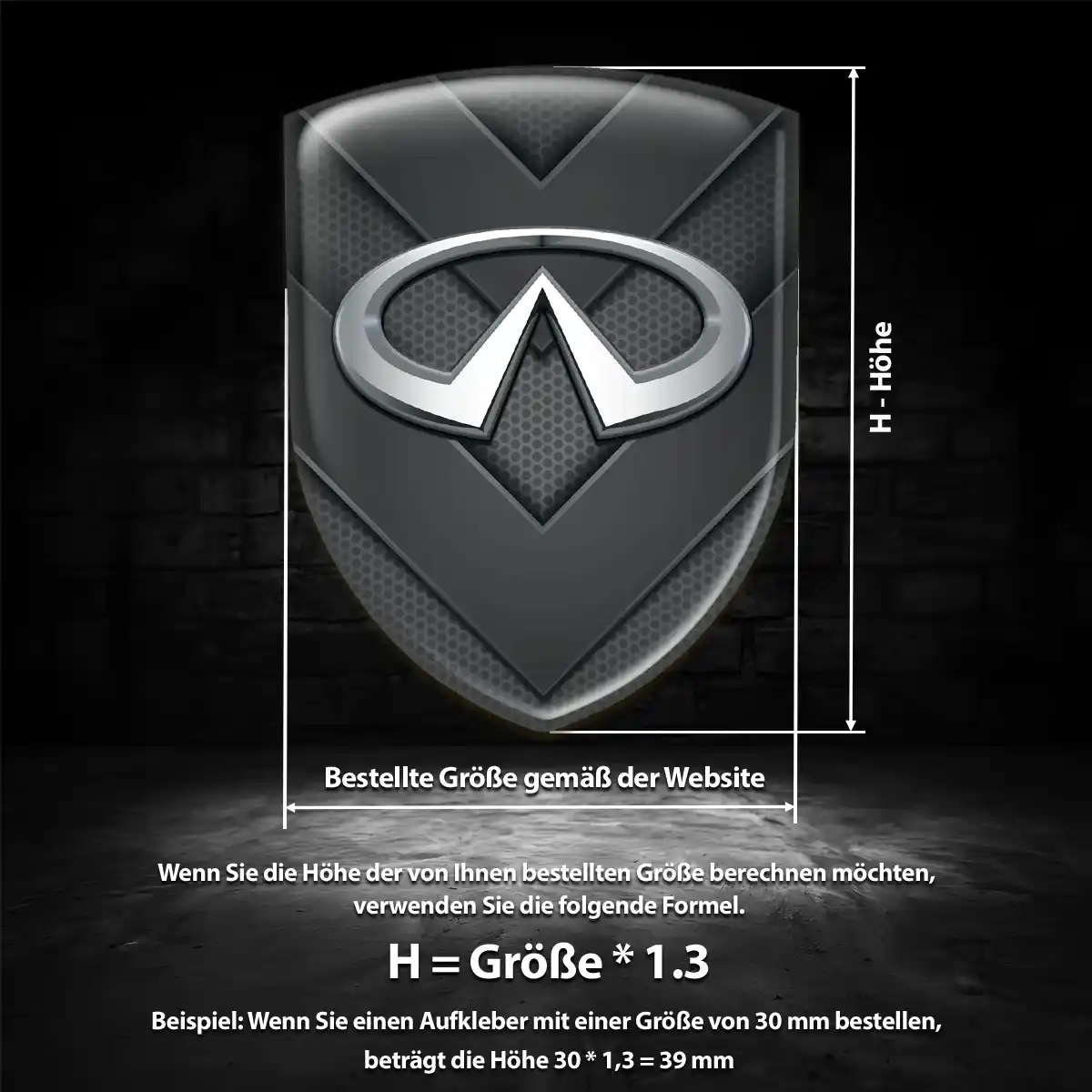Infiniti 3D Gel Aufkleber Wappen Tuningfahrzeug