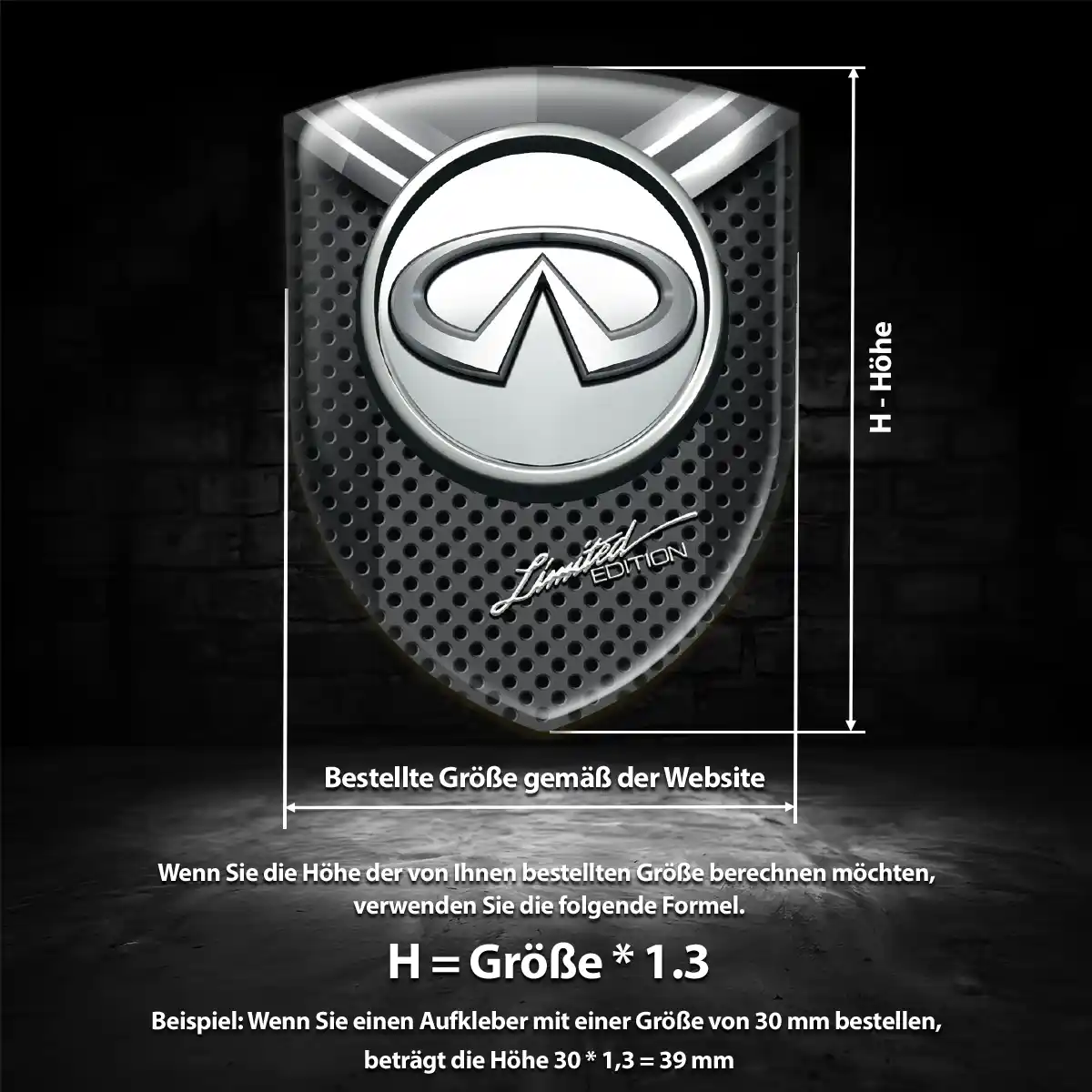 Infiniti Aufkleber 3D Gel Silikon Hochwertiges Harz