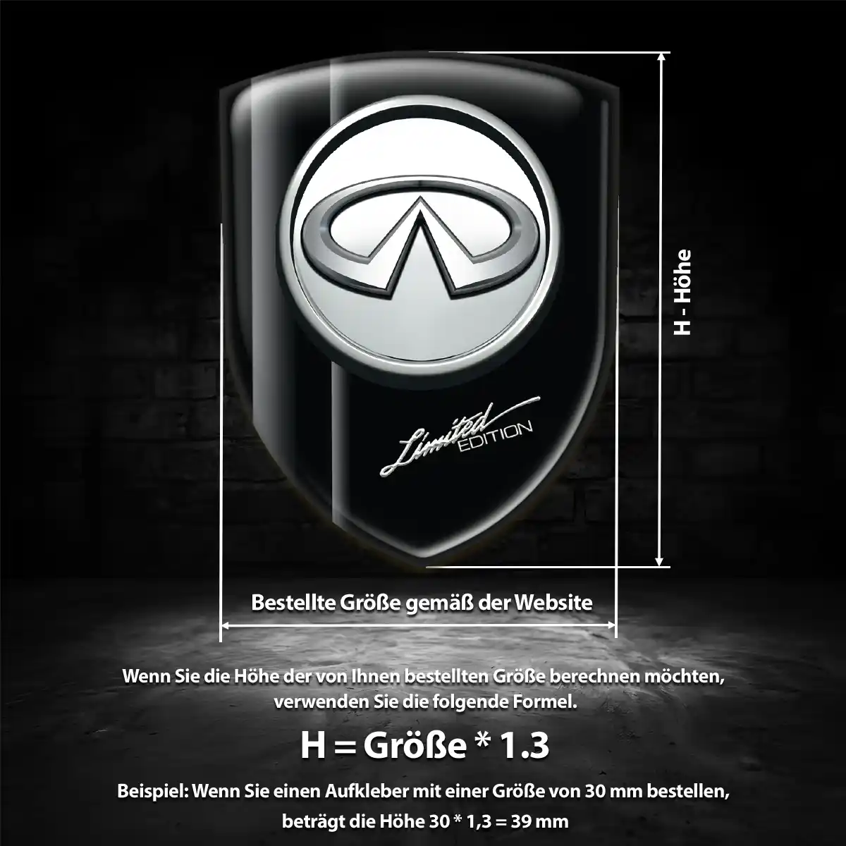 Infiniti Aufkleber 3D Gel Wappen Anspruchsvolles Design