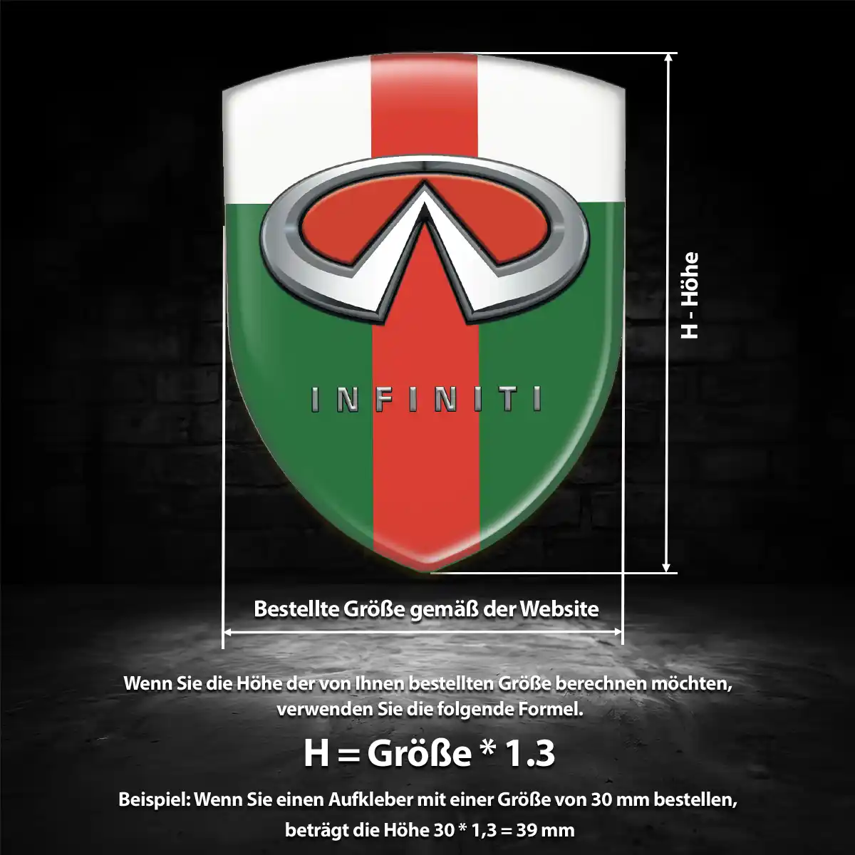 Infiniti Aufkleber 3D Gel Wappen Ausdrucksstarkes Design